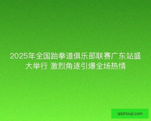 2025年全国跆拳道俱乐部联赛广东站盛大举行 激烈角逐引爆全场热情